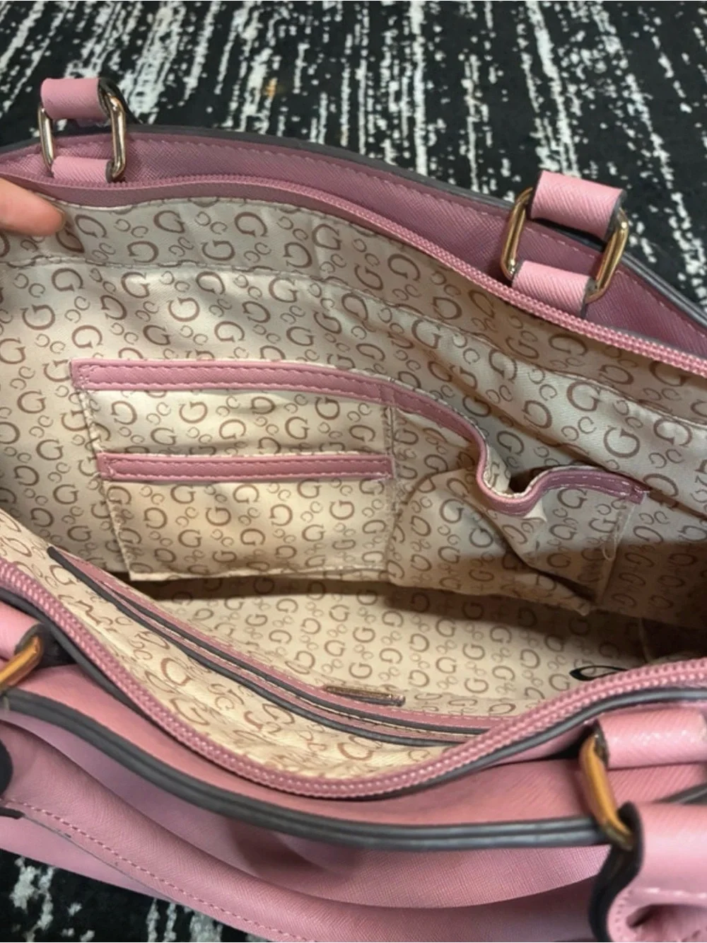 GUESS Pink Dome Satchel with Signature Strap
